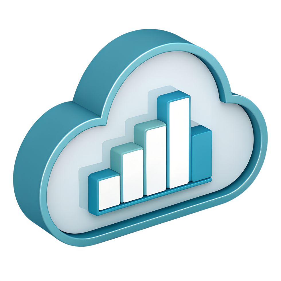 3d Icon, Data Cloud with Graph Icon png