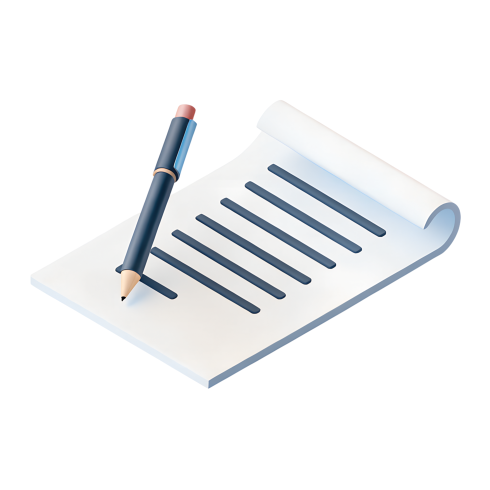 icon, A document icon with a pencil on it, indicating editing, review, or business writing and documentation, blue theme png