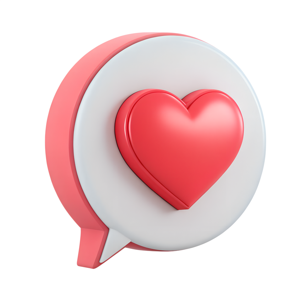 3D icon Emotion,A speech bubble with a heart inside. png