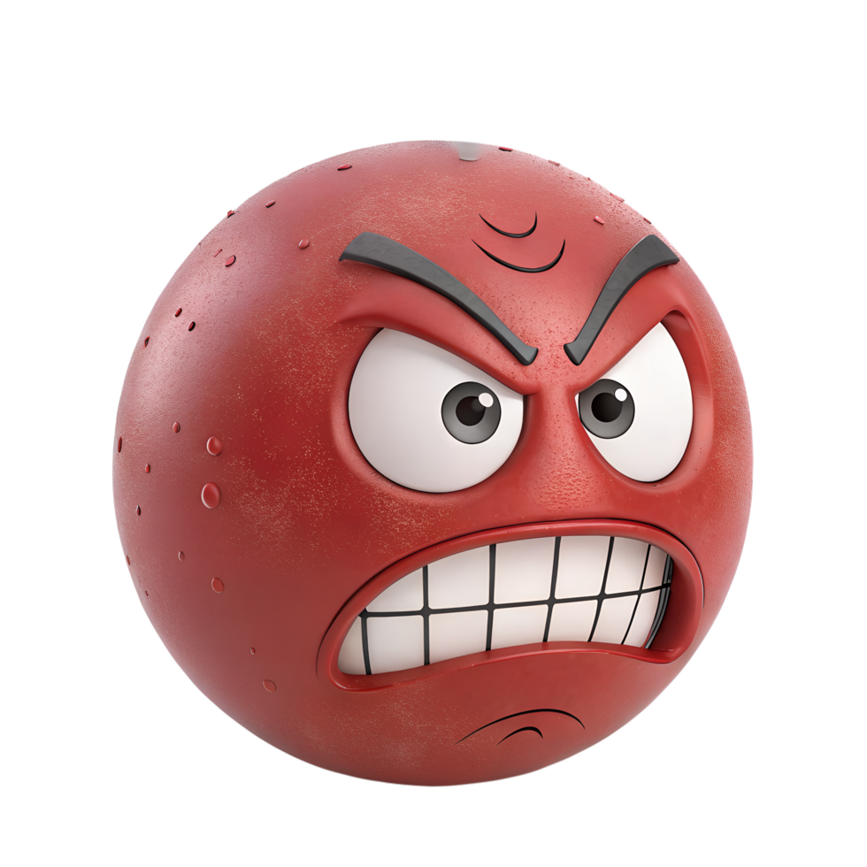A deep red emoticon with furrowed brows, clenched teeth, and steam visibly rising from its nose png