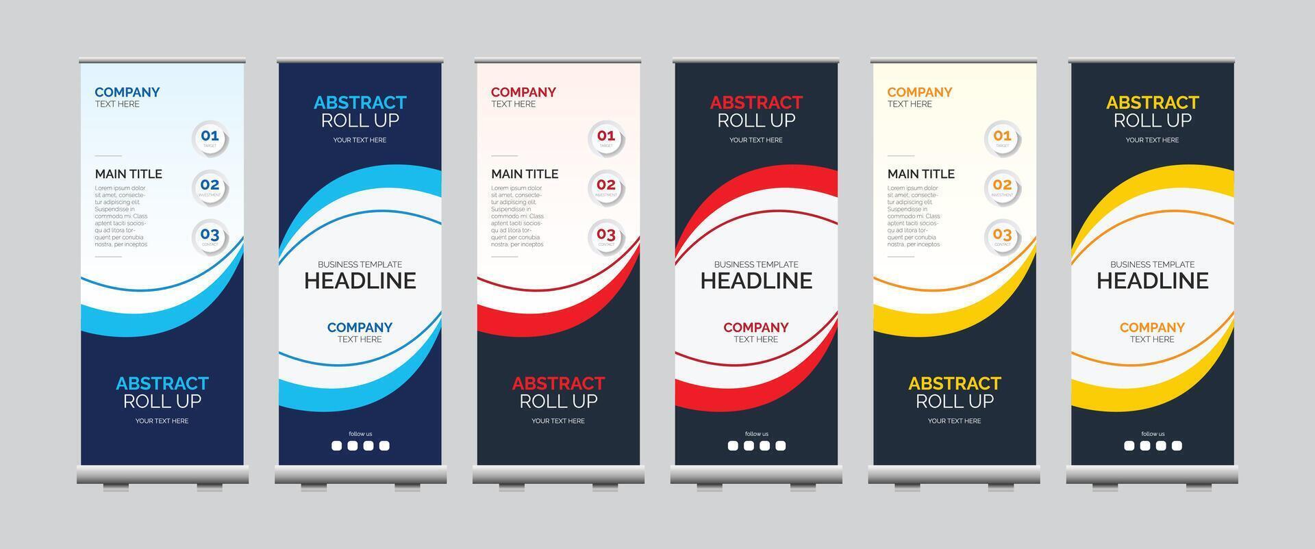 Professional corporate Abstract colorful roll up banner design template vector