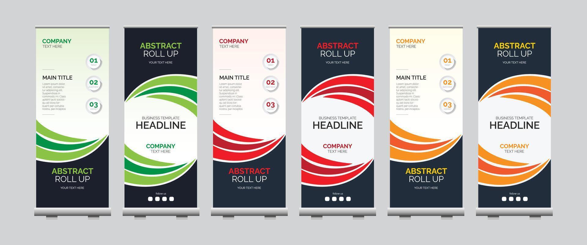 Professional corporate Abstract colorful rollup banner template vector