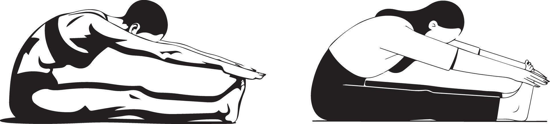 Minimalist Illustration Of Yoga Poses For Flexibility And Wellbeing Graphics vector