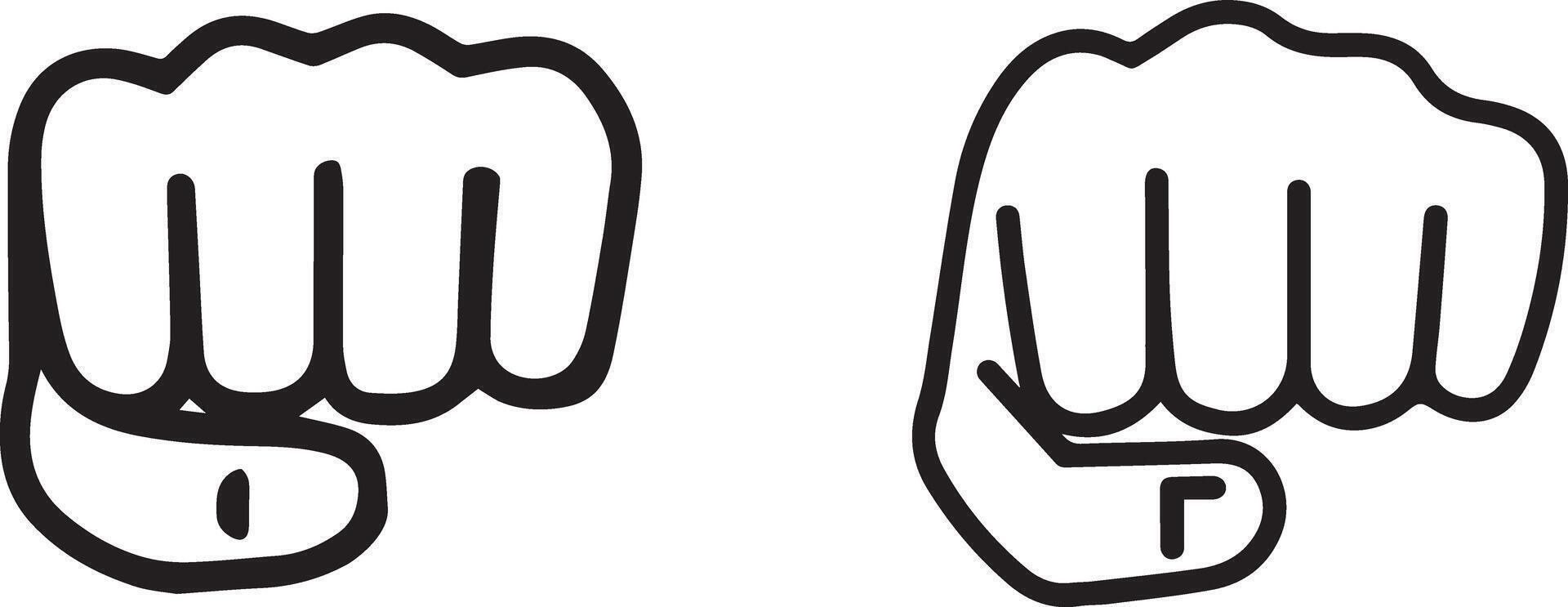 Fist Bump Gesture Hand Symbols Line Art Icon Set Outline Illustration vector