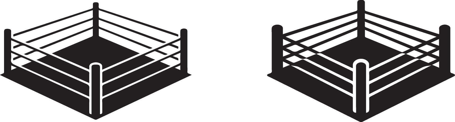 Boxing Ring Monochrome Illustration Strong Athletic Competition Sports Arena Fighting Symbol vector