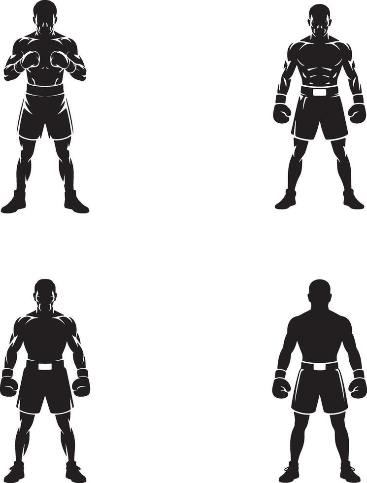Powerful Boxer Silhouettes Ready For Competition In Sport Graphics vector