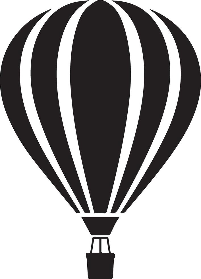 Simple Black And White Hot Air Balloon Icon For Travel Adventure vector