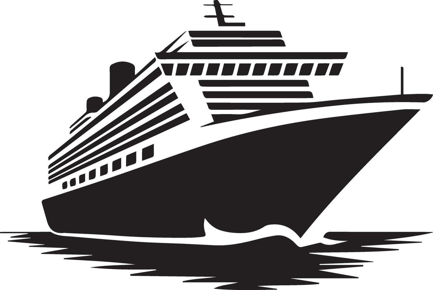Black And White Cruise Ship Silhouette For Travel And Vacation Designs vector