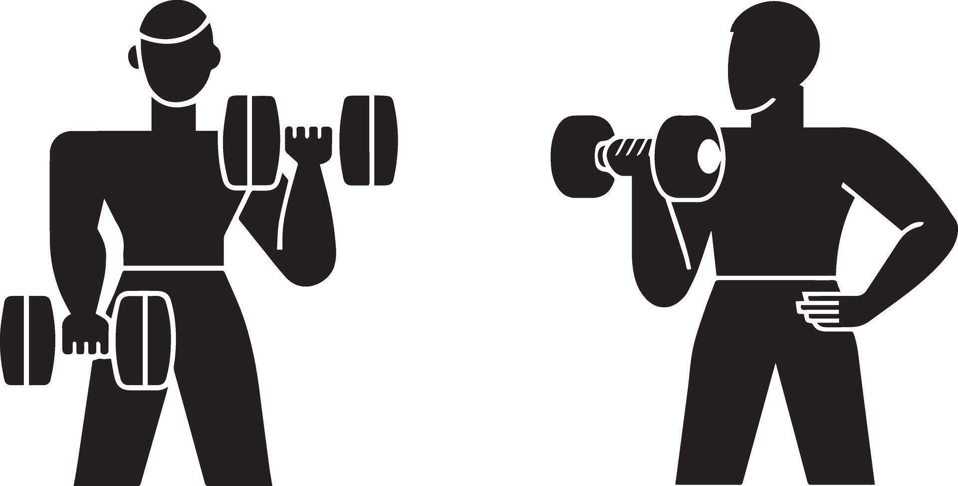 Minimalist Illustration Of Man Working Out With Dumbbells Training And Exercise vector