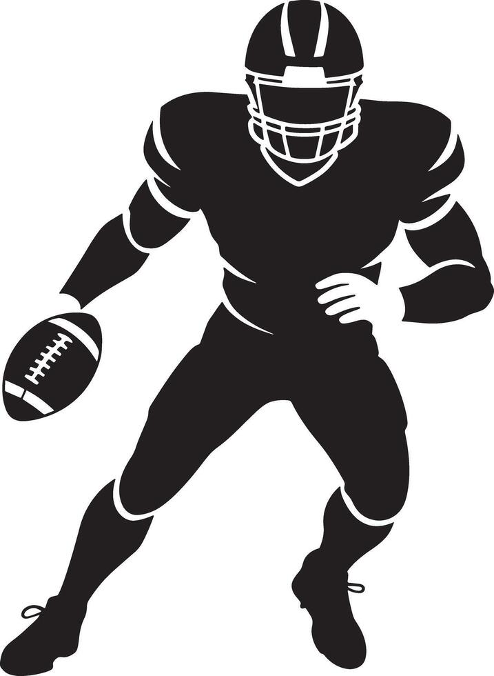 Silhouette American Football Player Running With The Ball Illustration Design vector