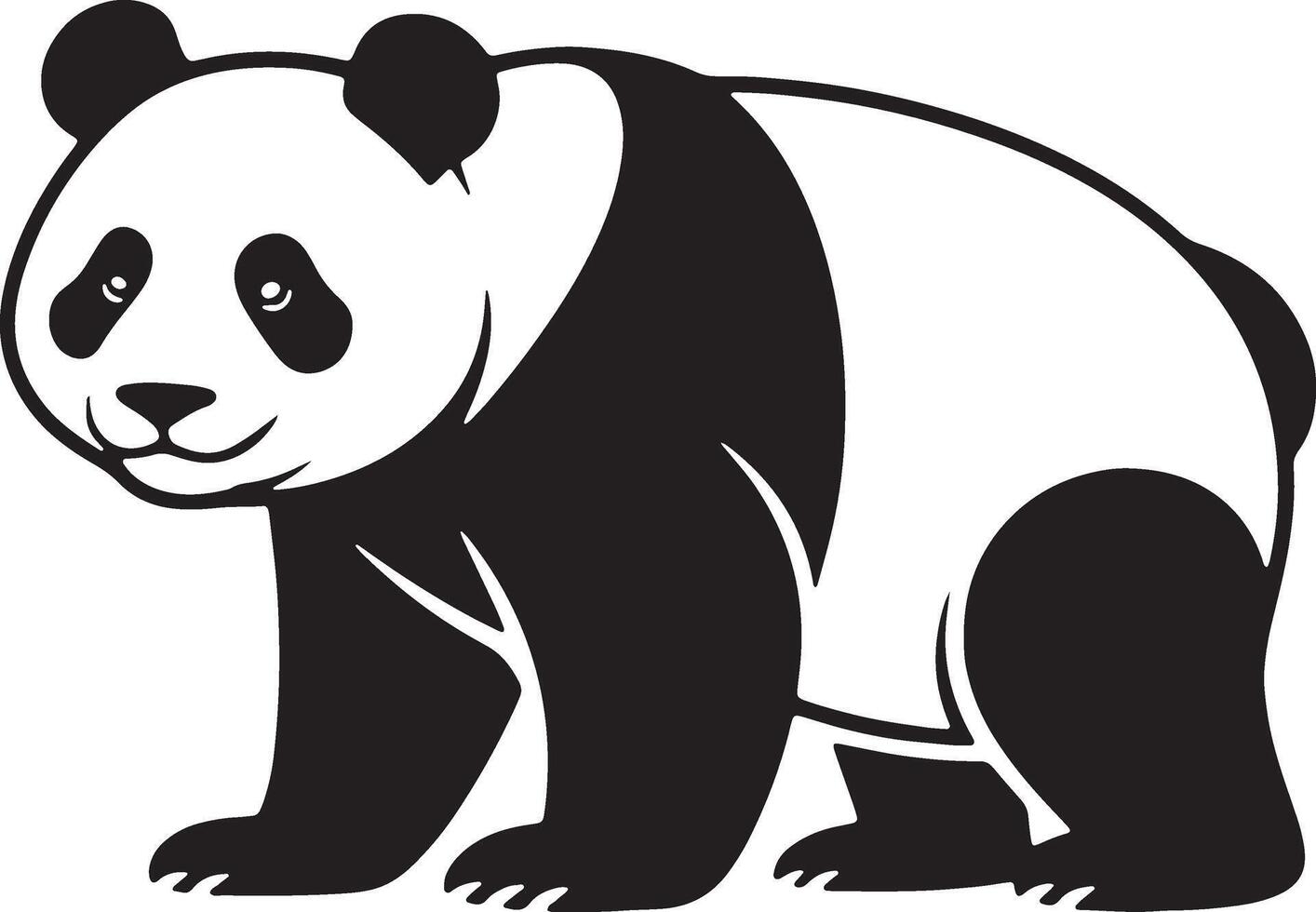 Panda Bear Standing Black And White Illustration Animal Art vector
