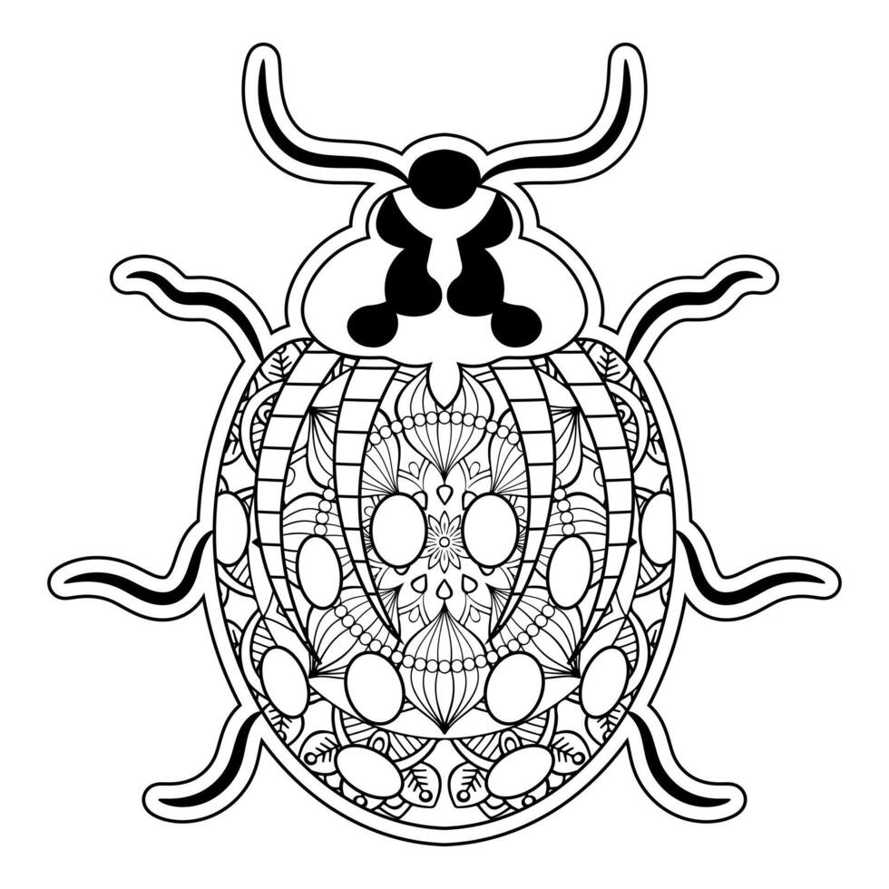 Bug mandala coloring page vector