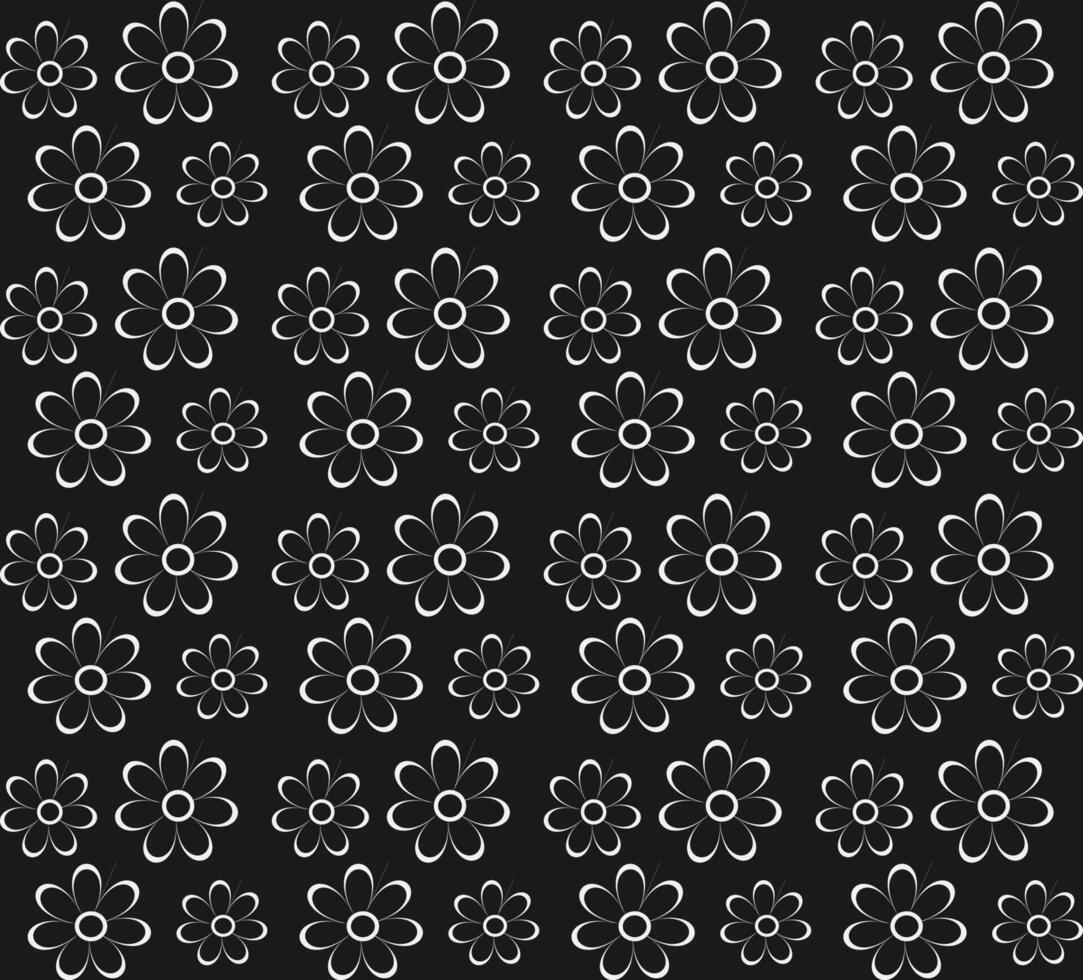 Floral seamless pattern of white flowers on dark grey background vector