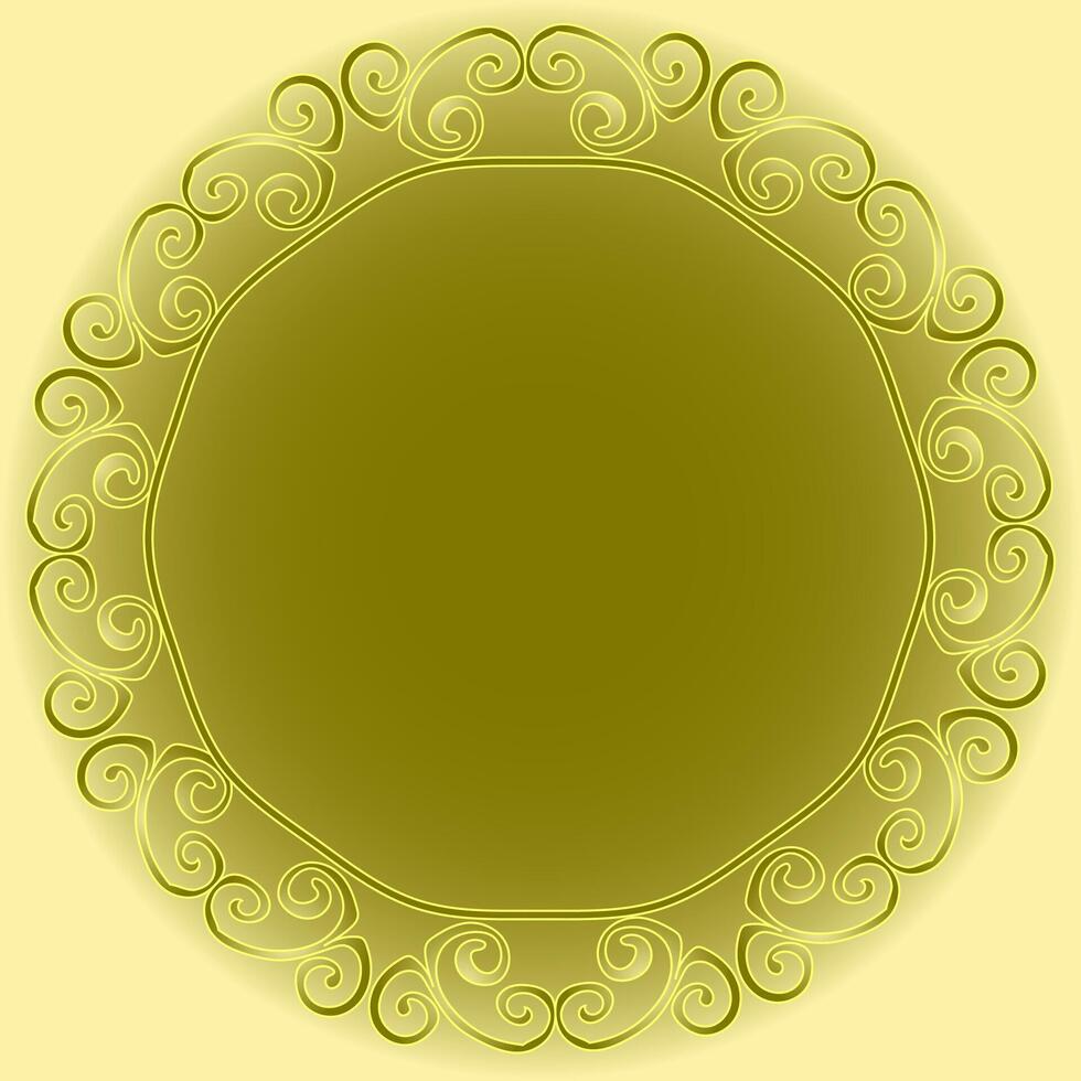 Golden round frame for inscription or photo on beige background vector