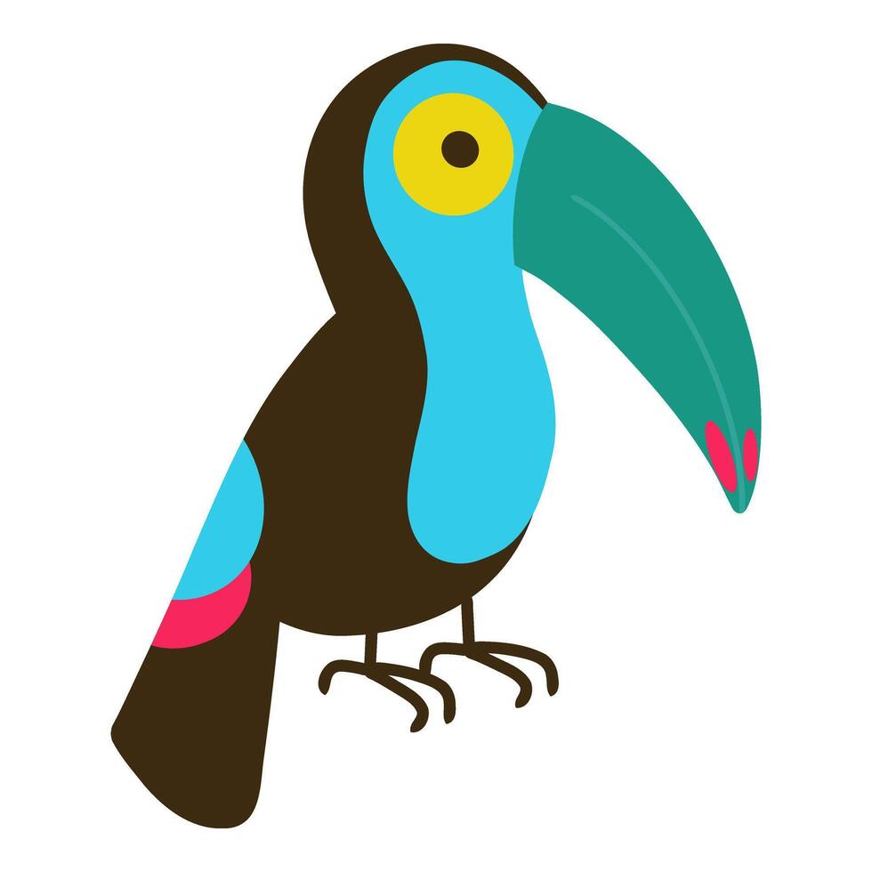 Toucan illustration, hand drawn cartoon toucan bird. Toucan illustration for cards, designs, invitations, logos. vector