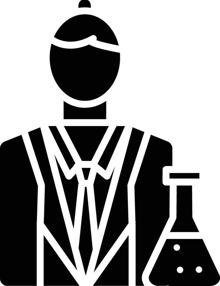 A black and white illustration of a man holding a flask vector