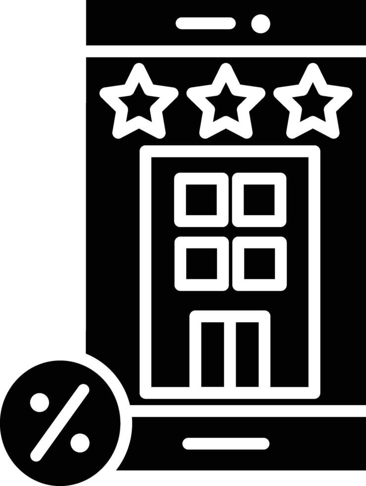 A black and white image of a phone with a star rating vector
