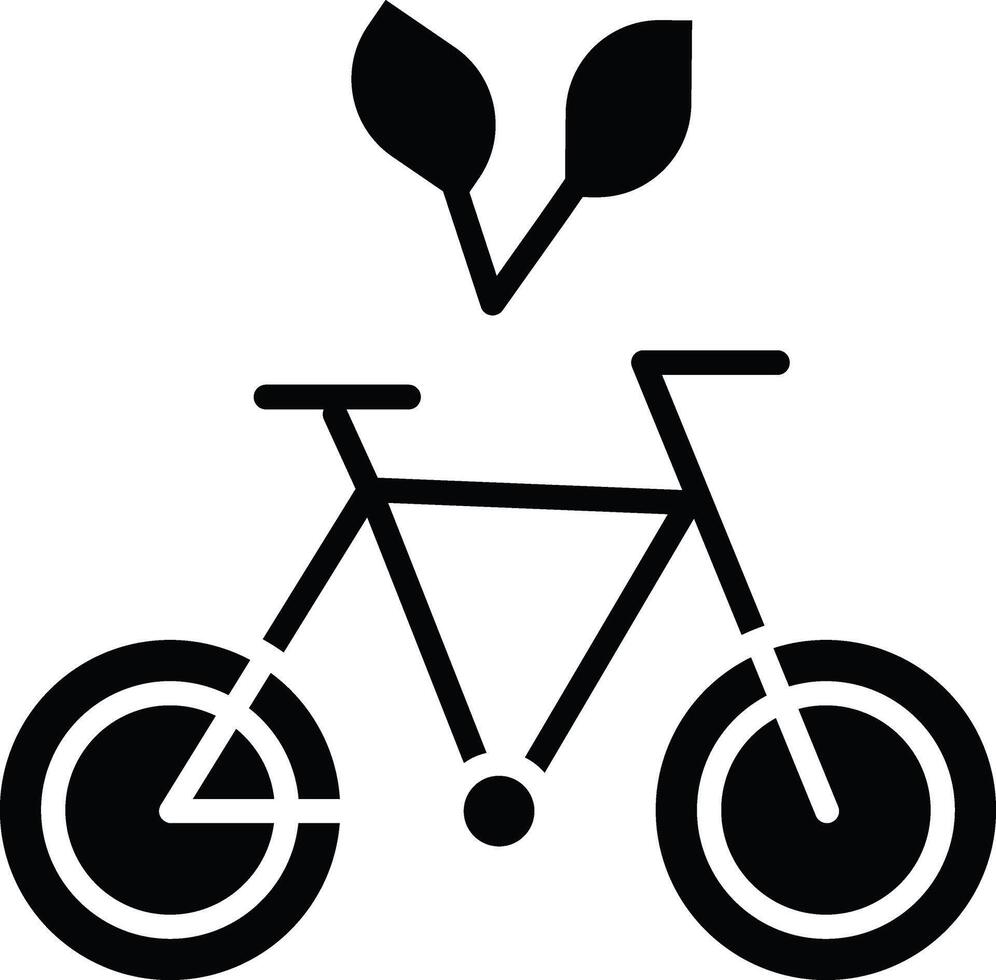 A black and white image of a bicycle with leaves on it vector