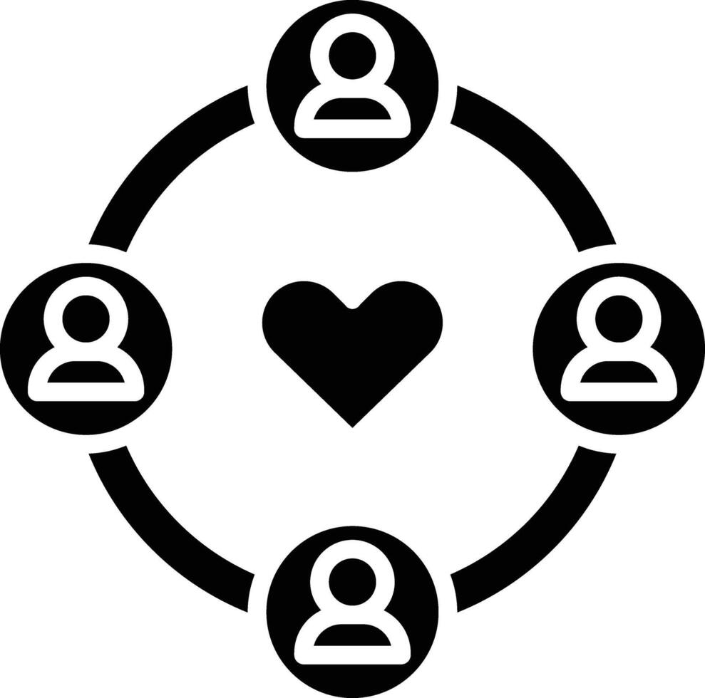 A circle with people around a heart vector