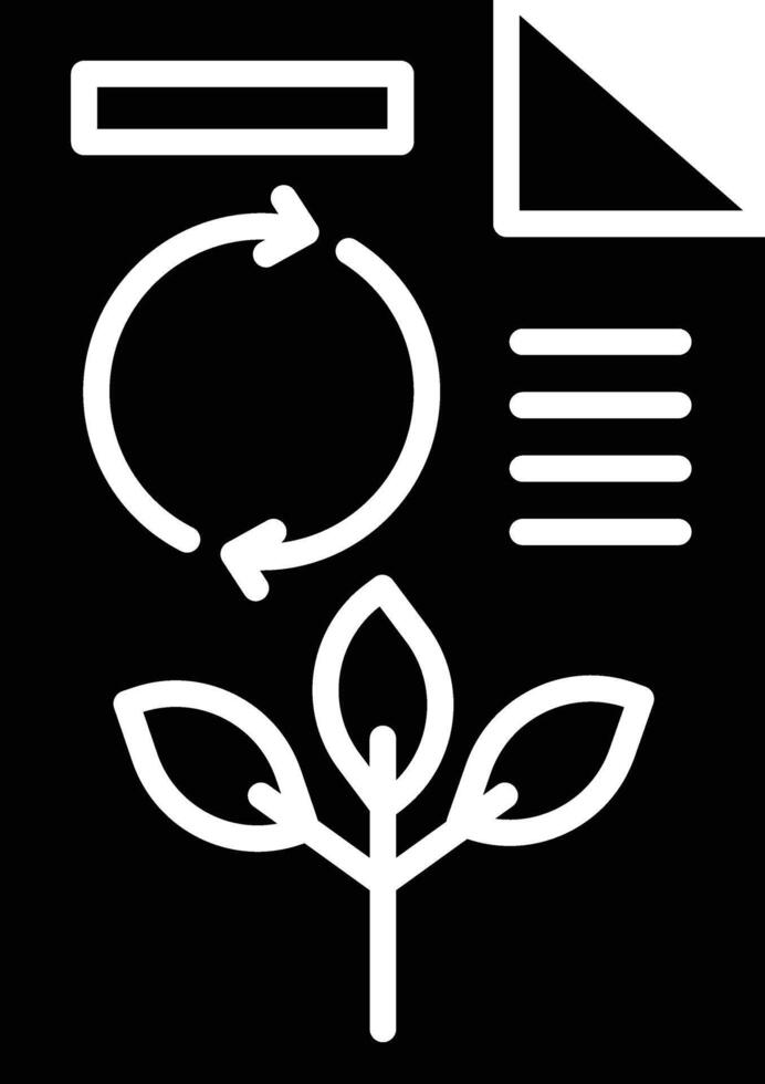 A black and white icon of a plant and a paper vector