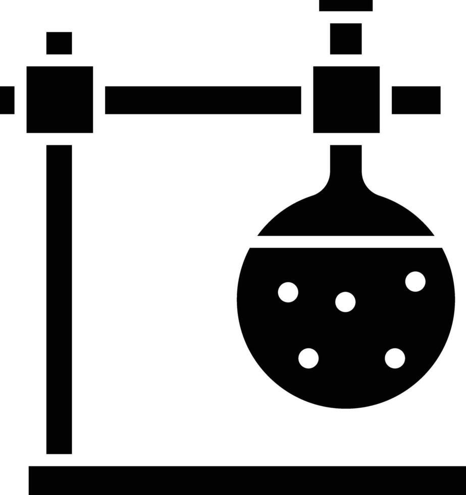 A black and white illustration of a laboratory flask vector