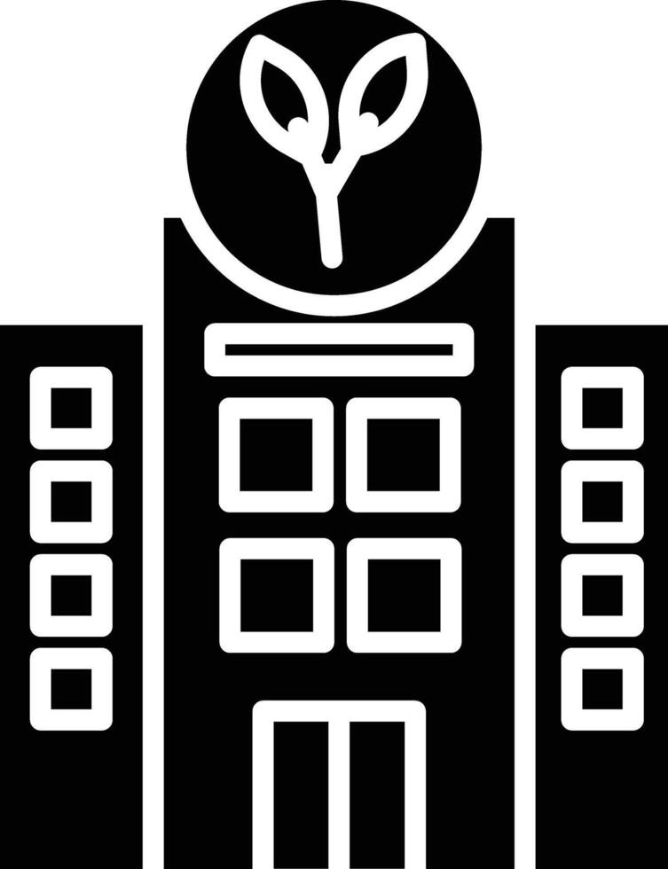 A black and white building with a plant on top vector
