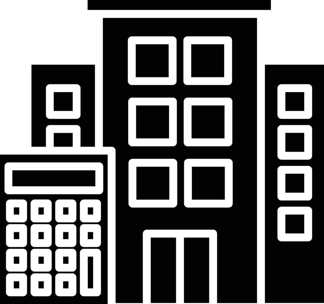 A black and white building with a calculator vector
