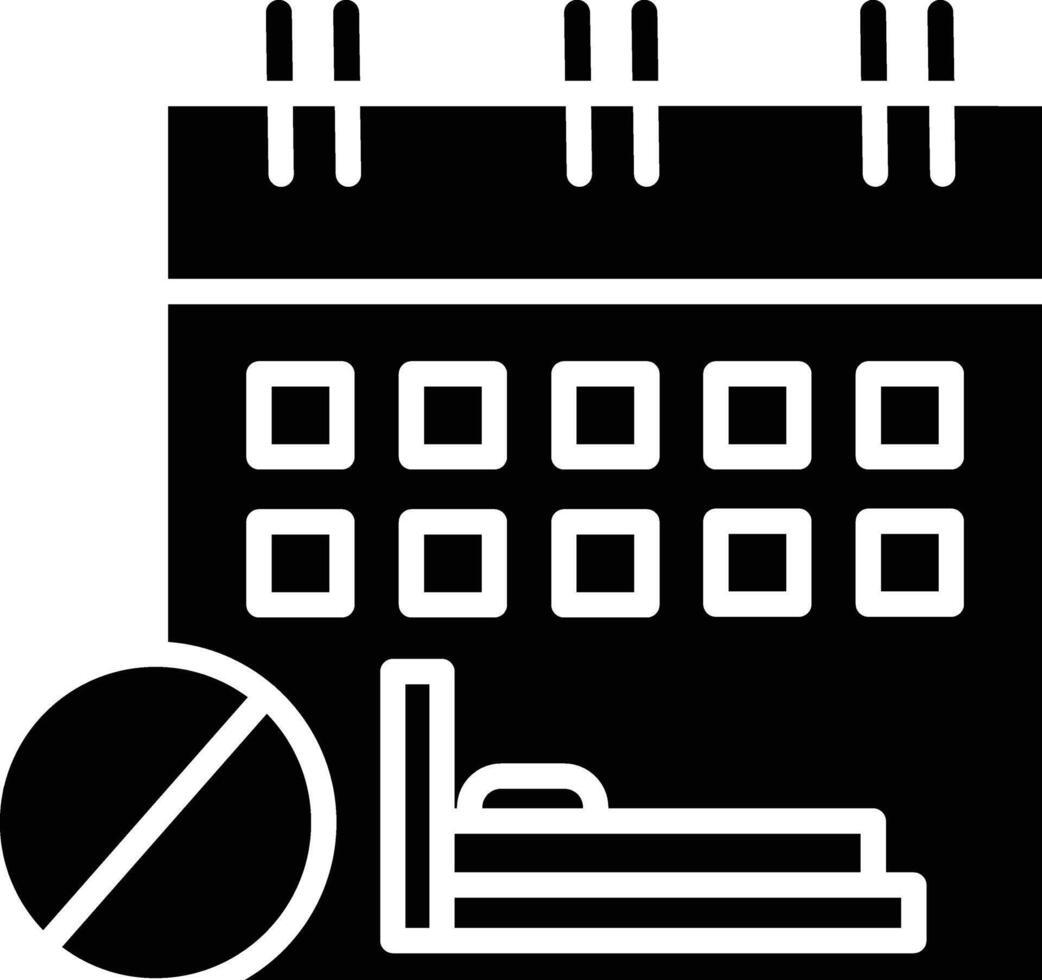 A black and white calendar with a pill and a clock vector