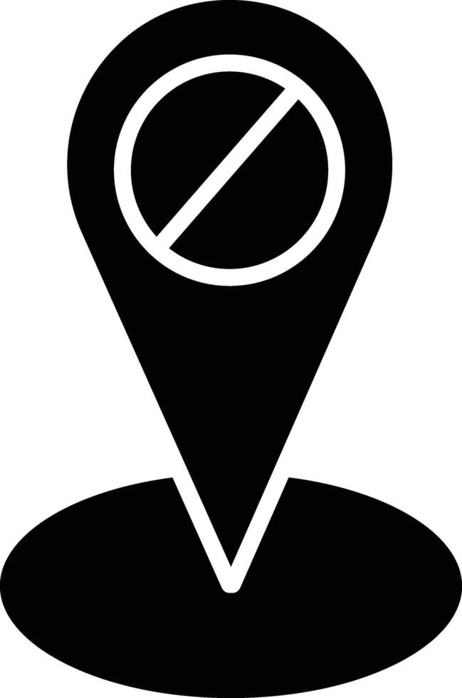 A black and white pin with a no entry sign vector