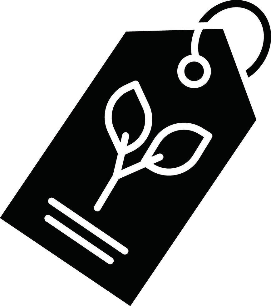 A black and white tag with a leaf on it vector