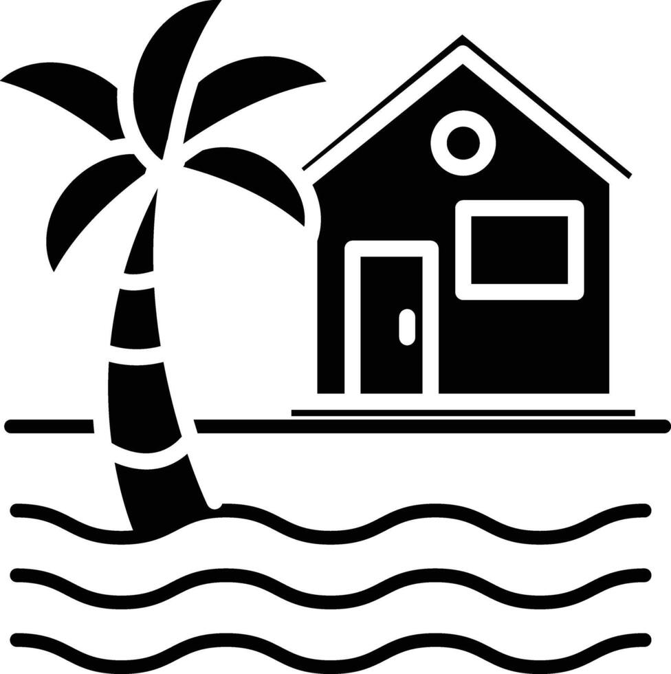 A house with palm tree and water in the background vector