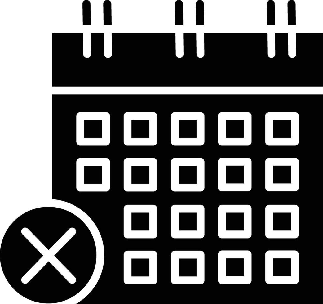 A calendar icon with a crossed out date vector