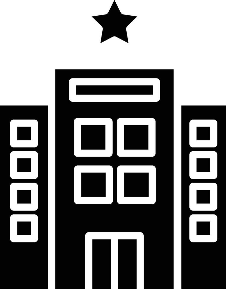 A black and white building with a star on top vector