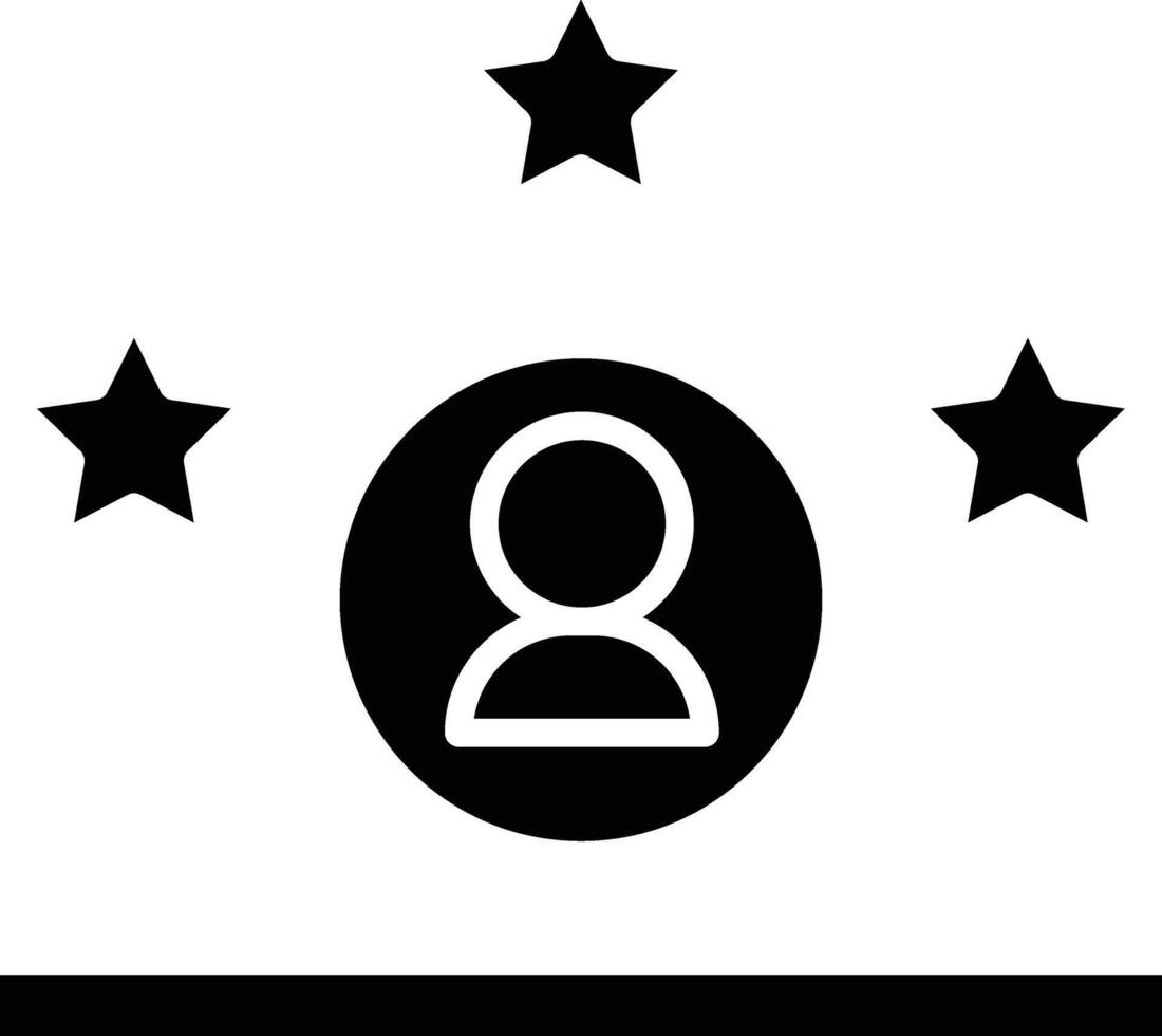 A black and white icon with five stars vector