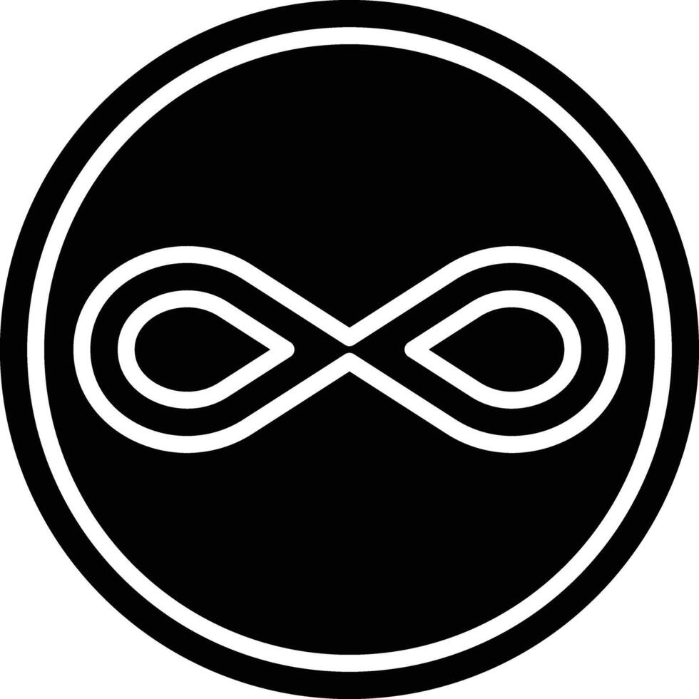 The infinity symbol is shown in a black and white circle vector