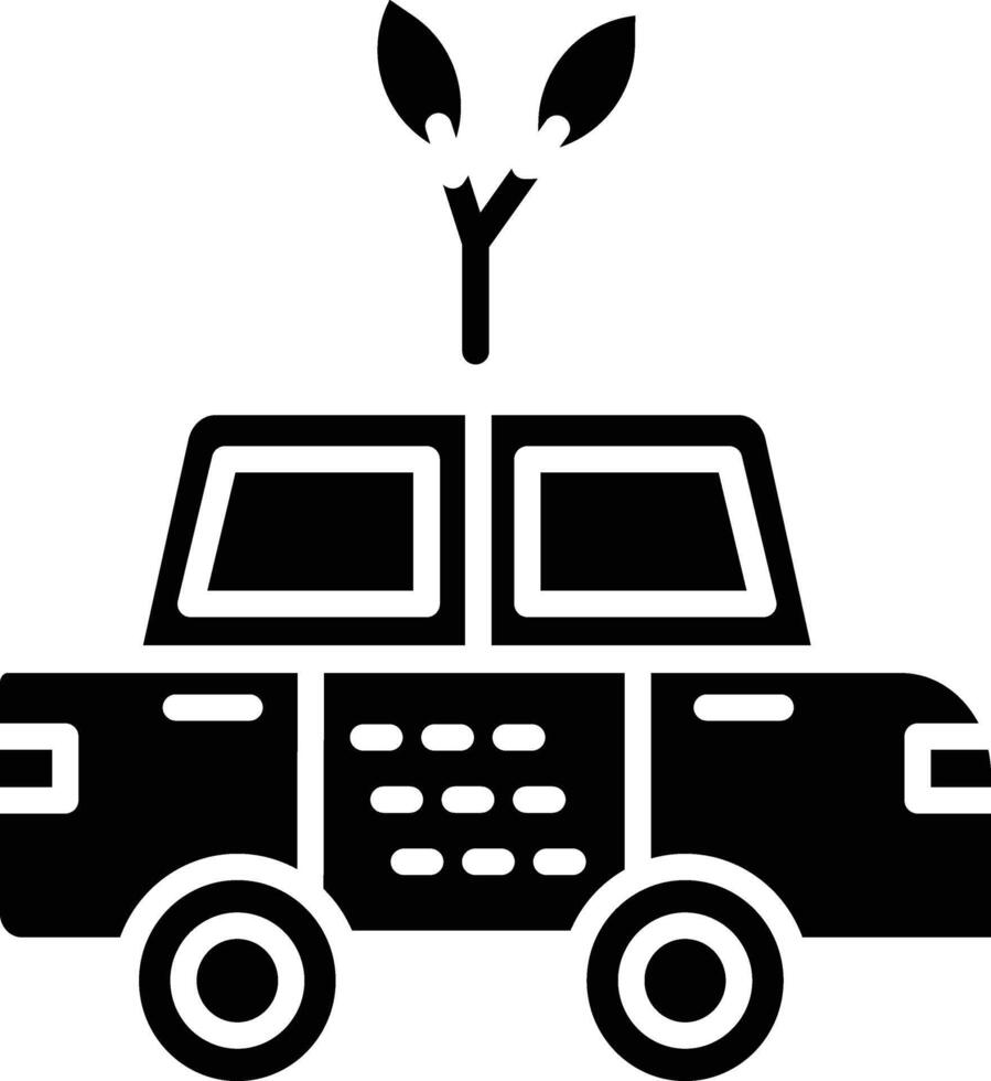 A black and white car with a tree on top vector