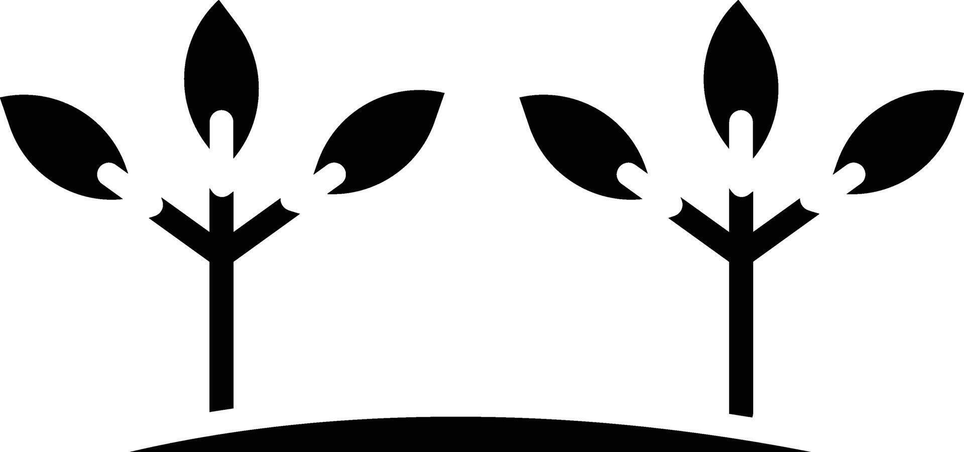 Two black and white silhouettes of plants vector