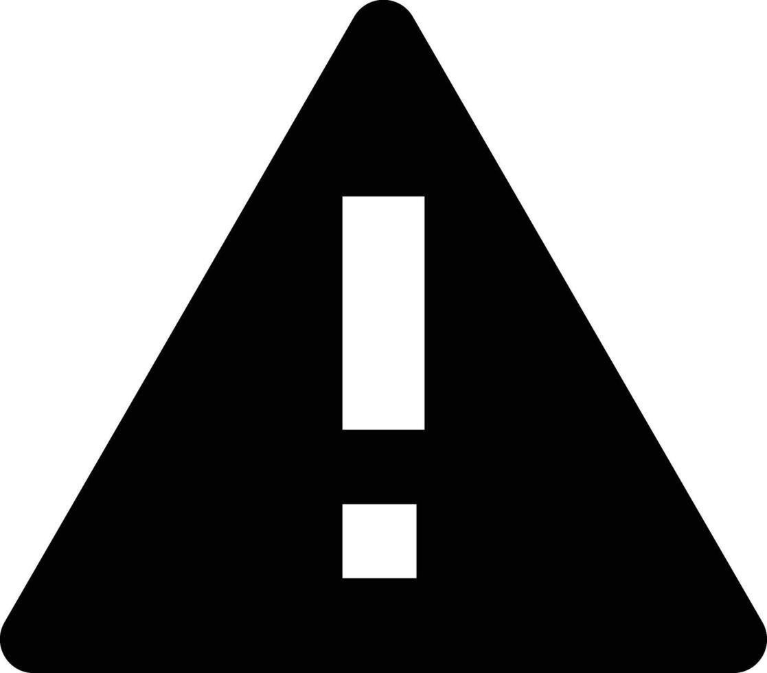 A black and white triangle with an exclamation mark vector