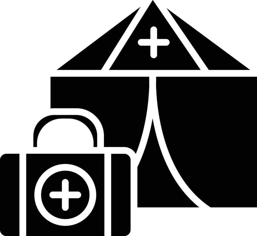 A tent and a bag with a cross on it vector