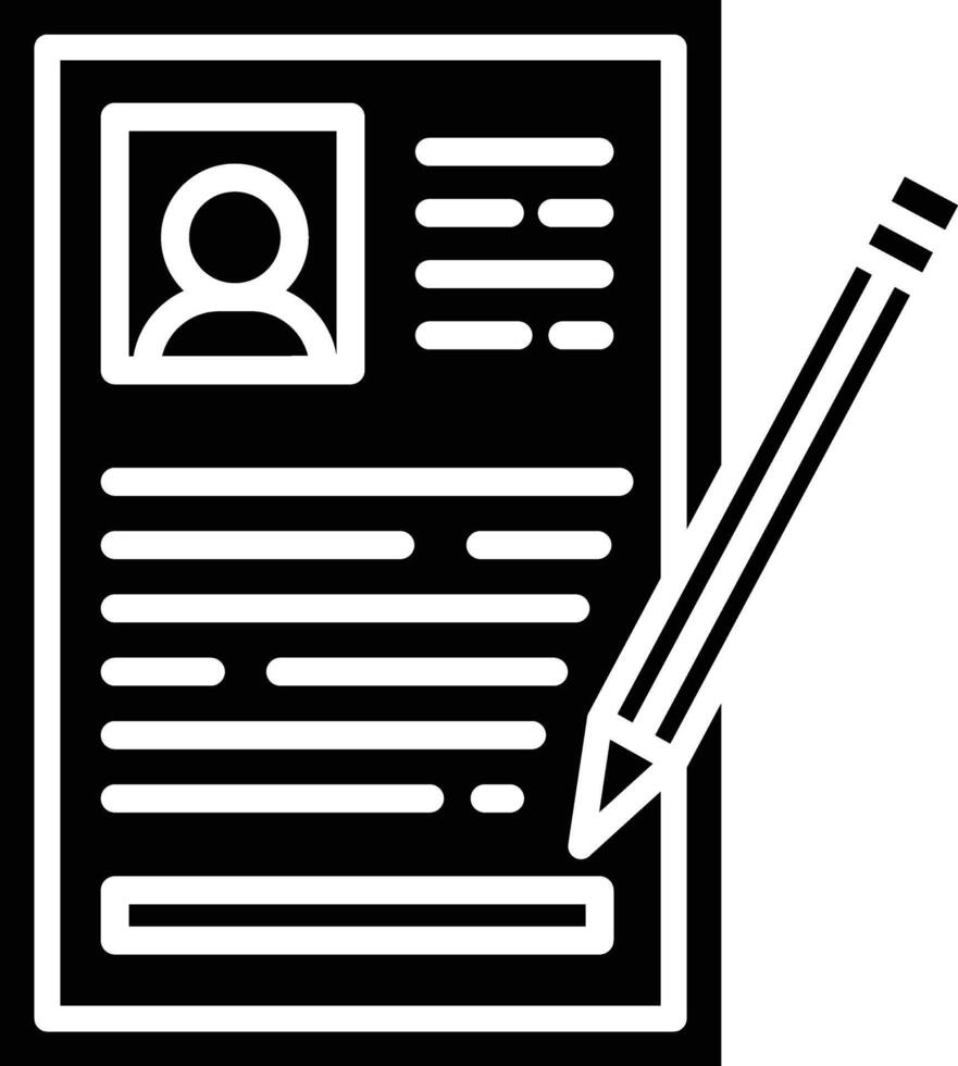 A black and white image of a resume and a pencil vector
