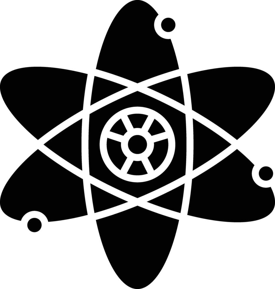 An atom symbol with a wheel in the middle vector