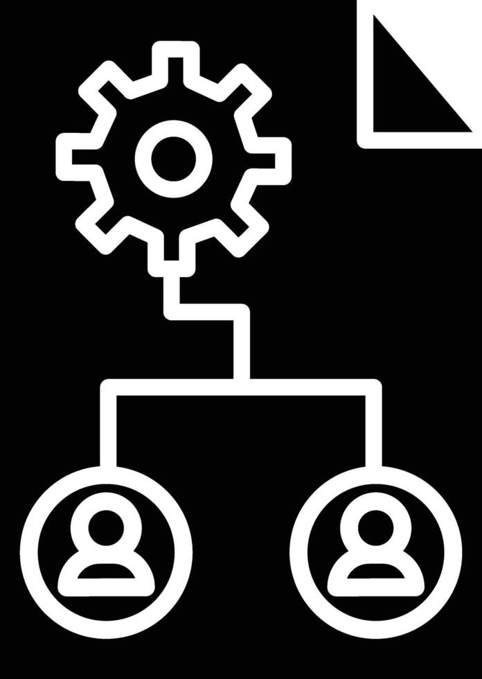 A black and white icon of a person and a gear vector