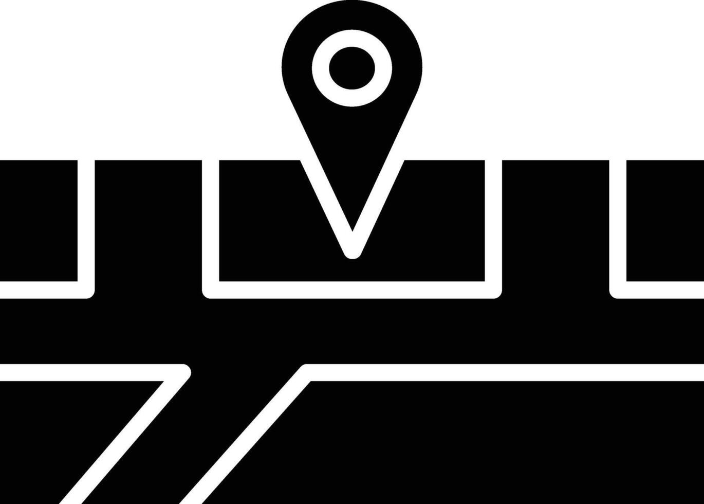 A black and white icon of a map pin vector