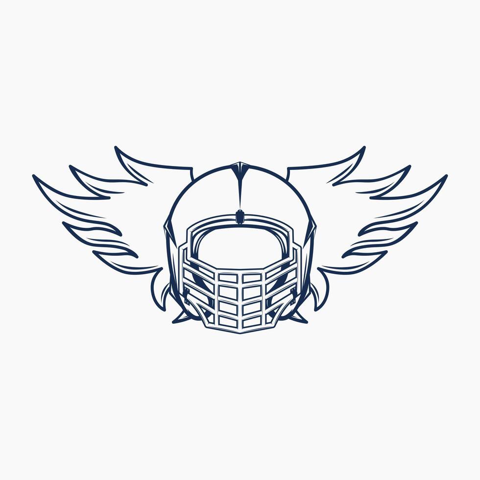 Rugby helmet with wings line vector