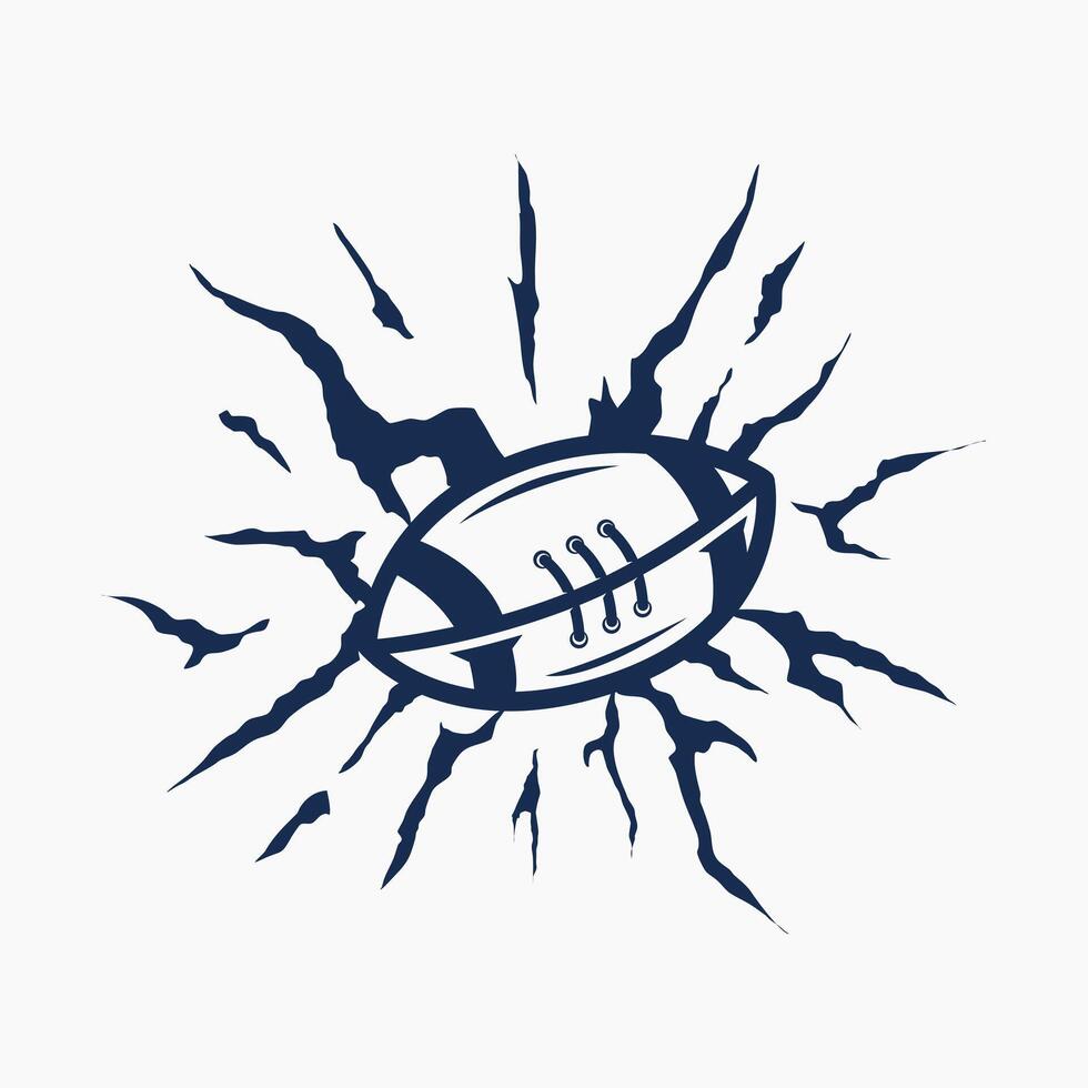 rugby ball with crack wall vector
