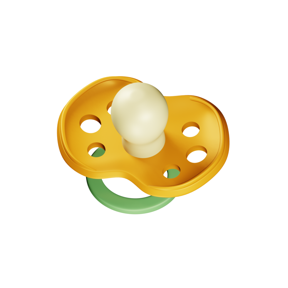 Pacifier pacifier 3d illustration. Colorful pacifier as a concept of baby stuff. 3d illustration on isolated background png
