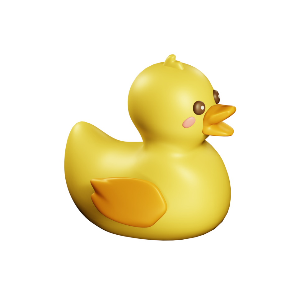 Rubber ducky 3d. Cute yellow duck, a toy for babies. 3d illustration on isolated background png