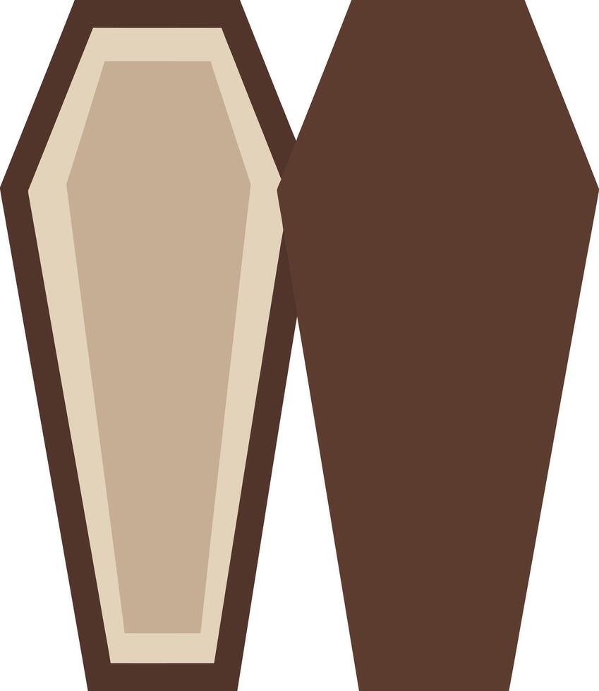 Two stylized wooden coffins in a flat and minimal design, showcasing distinct shapes and colors in art vector