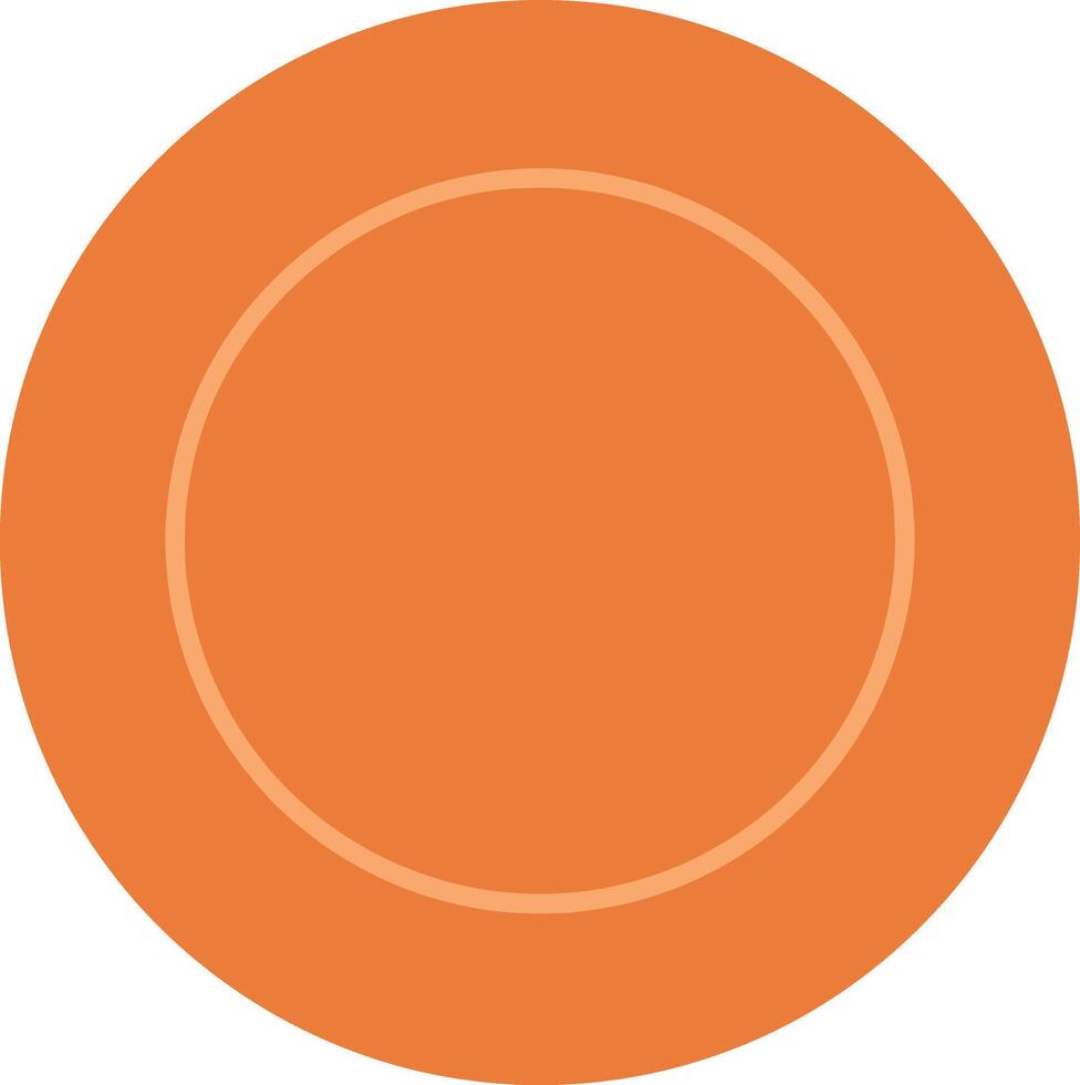 Round orange plate with a subtle inner rim in flat illustration style showcasing simplicity and modern design aesthetics vector