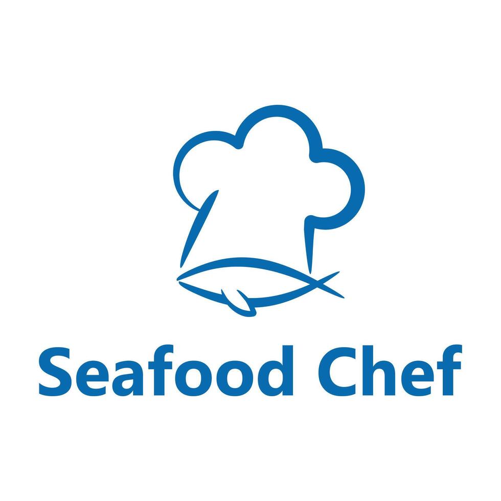 seafood chef flat minimalist logo design vector
